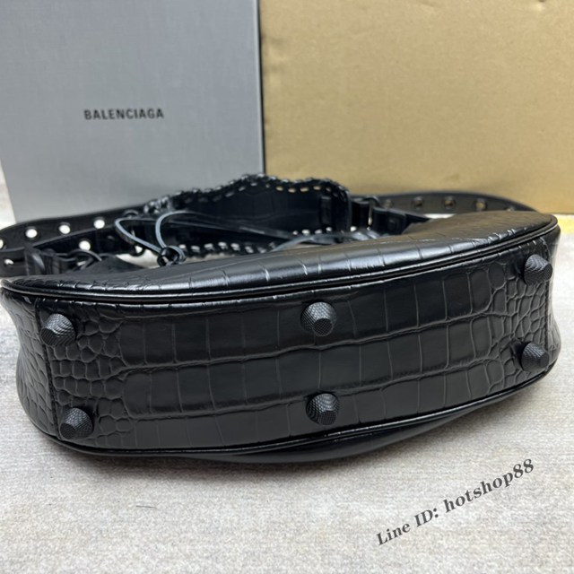 Balenciaga專櫃爆款Le Cagole半月牙腋下包餃子包 巴黎世家經典大號爆裂黑鱷金機車包 fyj1090